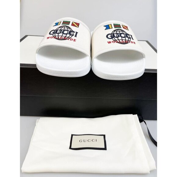 NIB Gucci worldwide man slides in white size 6 - Picture 12 of 12